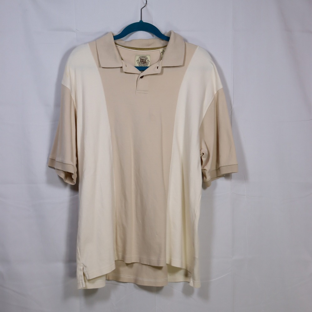 Pusser's West Indies Polo Shirt Mens XL Beige Vintage Colorblock‎ Short Sleeve
